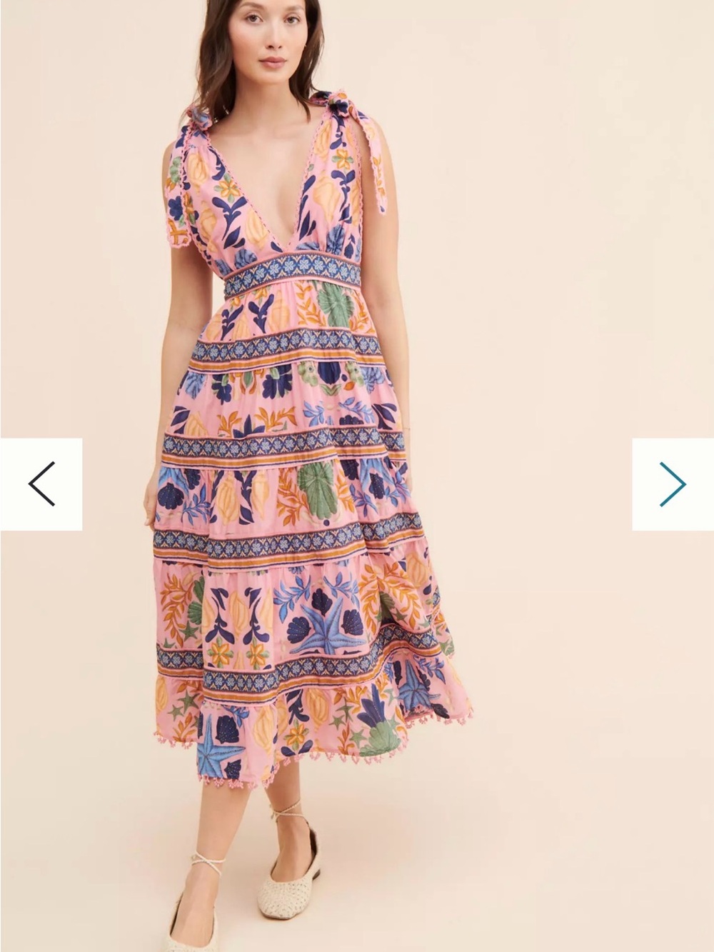 FARM Rio Anthropologie Seashell Tapestry Midi Dress